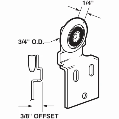 Bypass Sliding Closet Door Top-Hung Front Rollers and Brackets, 2-Pk.