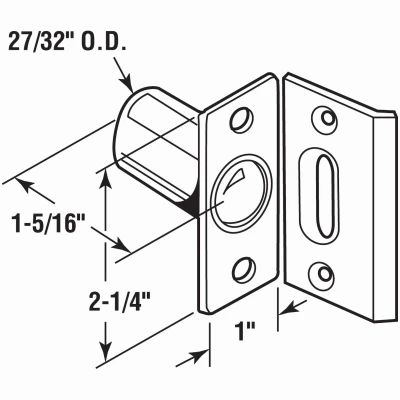 Steel Ball Catch with Brass-Plated Housing and Plates, 27/32 Inch Size
