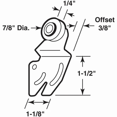 Flat Closet Door Roller for Sliding Doors, Nylon, 7/8 In., 2-Pk.