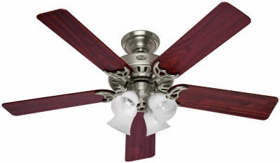 Studio Series Ceiling Fan With Light, Brushed Nickel,  5 Blades, 52-In.