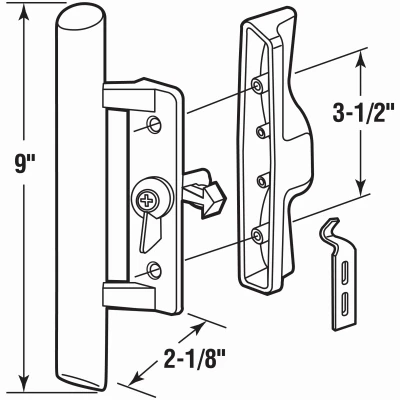 Sliding Glass Door Handle Set, Black Diecast Metal with Wood Handle, 3.5 Inch