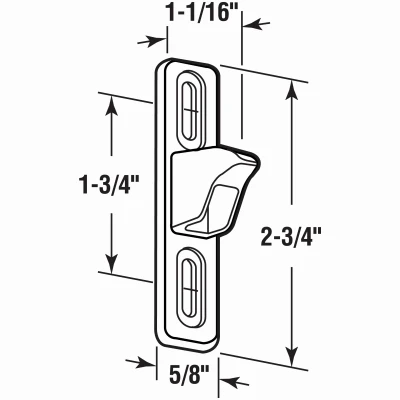 Sliding Patio Door Keeper, Chrome Plated Diecast, with Projection