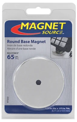 Heavy Duty Round Base Magnet, 65 Lb. Pull