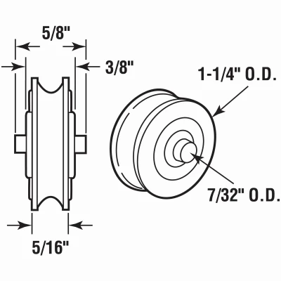 Precision Steel Ball Bearing Rollers for Patio Doors, 1-1/4 In., 2-Pk.
