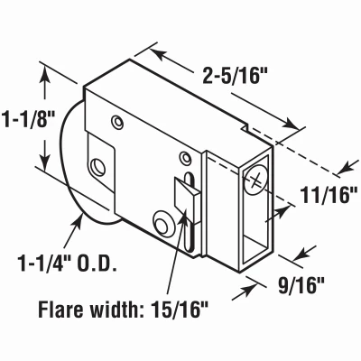 Sliding Door Roller Assembly, Crossly Doors, 1-1/4 In. Steel Ball Bearing Roller