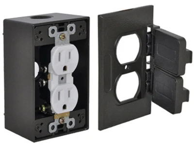 Bronze Duplex Receptacle Outlet Kit with Two Outlets and Mounting Hardware