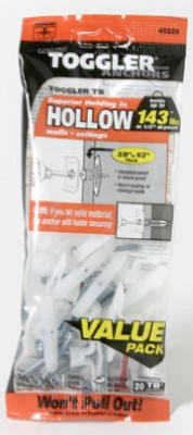 TB Hollow Wall Anchors, 3/8-1/2-In., 20-Pk.