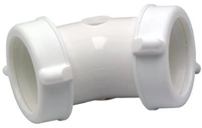 White Plastic 45 Degree Lavatory and Kitchen Drain Elbow