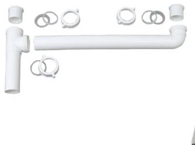 White Plastic Kitchen Sink Two Bowl End Outlet Drain with 1.5 Inch Outer Diameter