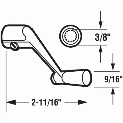 Casement Window Operator Crank Handle, Bronze, 3/8 In.,