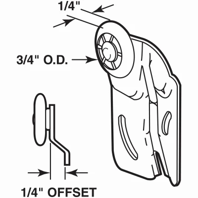 Front Closet Door Roller for Cox Doors, 1/4 In. Offset, 3/4 In., 2-Pk.