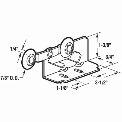 Twin Pocket Door Roller, Top Mount, 2-Pk.
