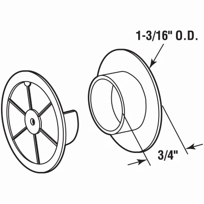 Plastic Closet Pole Sockets White 1 and 3 Eighths Inch Diameter