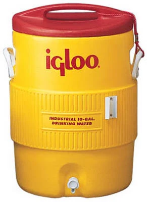 IGLOO Commercial Water Cooler, Safety Yellow/Red Lid, 10-Gallons