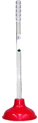 Toilet Plunger With Red Cup And Clear Handle, 19" Long