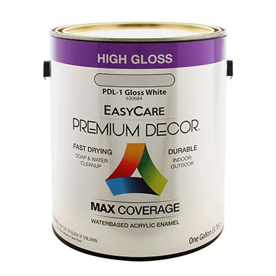 Premium Decor High-Gloss White Enamel Paint, Water-Based, 1 Gallon