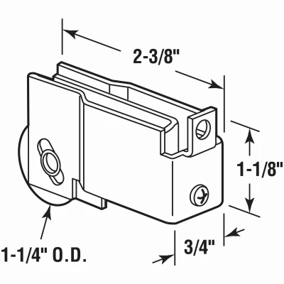 Sliding Door Roller Assembly with 1 and 1 Quarter Inch Steel Ball Bearing Roller