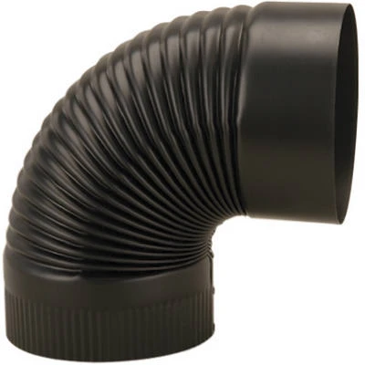 Black Stove Corrugated Elbow, 24 Gauge, 6 In.