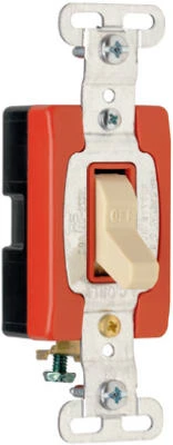 Pass and Seymour Single Pole Toggle Switch with Grounding, Ivory, 120 to 277 Volt, 20 Amp