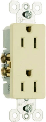 Pass & Seymour Decorator Outlet, 2-Pole, 3-Wire Grounding, Ivory, 15-Amp, 125-Volt, 10-Pk.