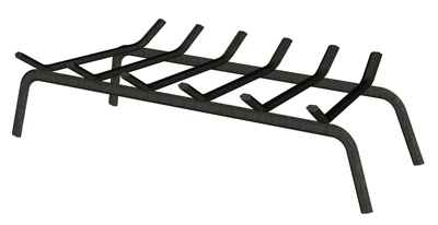 Wrought Iron Fireplace Grate, Black, 30 Inches With 6 Bars