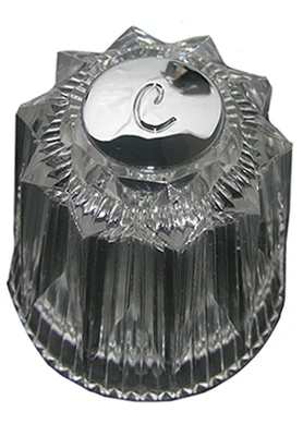 Windsor Hot Faucet Handle, Clear With Chrome Cold Button