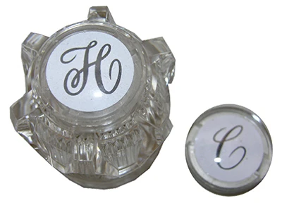Twin Faucet Handle, Clear with Buttons