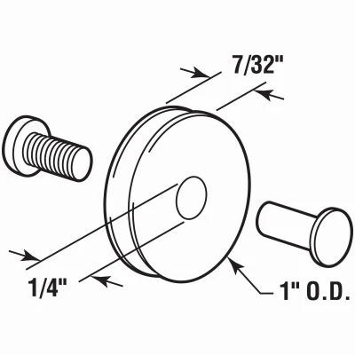 Nylon Screen Door Roller Assembly, Air Control, 1 In., 2-Pk.