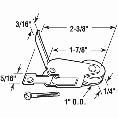 Nylon Sliding Screen Door Spring Tension Roller, 1 In., 2-Pk.