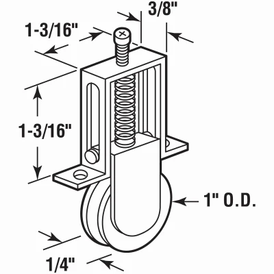 Nylon Spring-Loaded Rollers for Columbia Sliding Screen Doors, 1 In., 2-Pk.