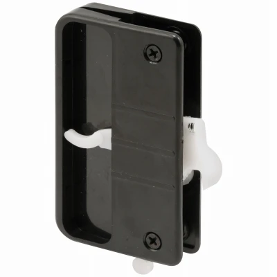 Screen Door Latch and Pull with Security Lock, Black Plastic, Fits Anjac Doors