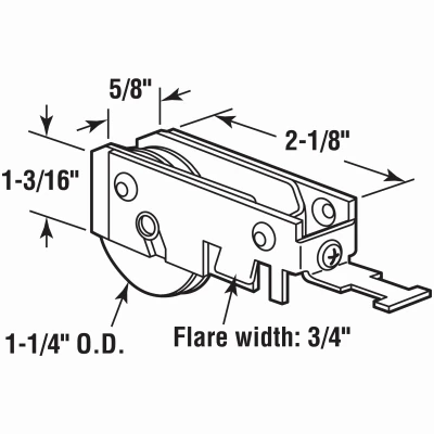 International Plastic Ball Bearing Sliding Door Roller, 1-1/4 In.
