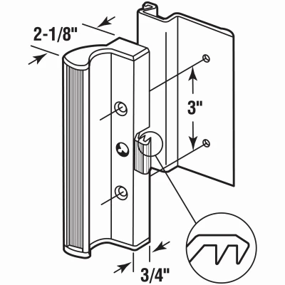 Aluminum Patio Door Handle for International Windows, Surface Mount with Clamp