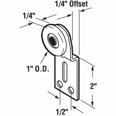 Wardrobe Door Front Roller Assembly, Convex Nylon Roller, 1 In., 2-Pk.