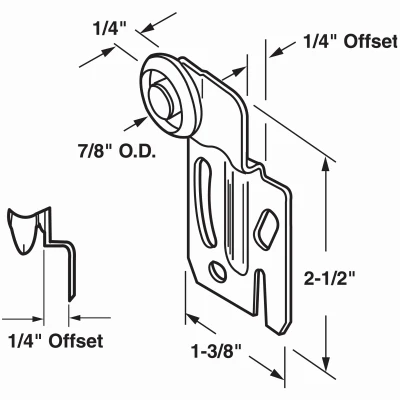 Front Closet Door Roller, 1/4 In. Offset, 7/8 In. Nylon Wheel, 2-Pk.