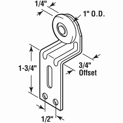 Closet Door Roller for Cox Doors, 3/4 In. Back Offset, 1 In. Nylon Roller, 2-Pk.