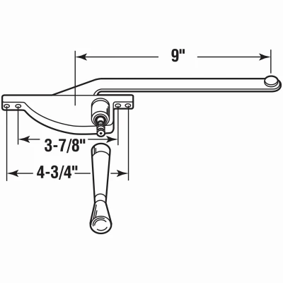 Casement Window Operator Left Hand Teardrop Type Aluminum Diecast 9 Inch