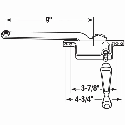Right Hand Casement Window Operator, Square Type, Bronze Diecast, 9 Inch