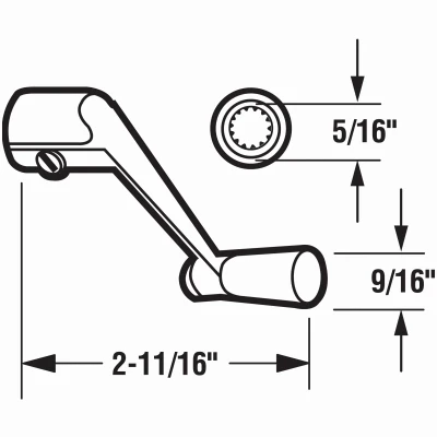 Casement Window Operator Crank Handle, Aluminum, 5/16 In.