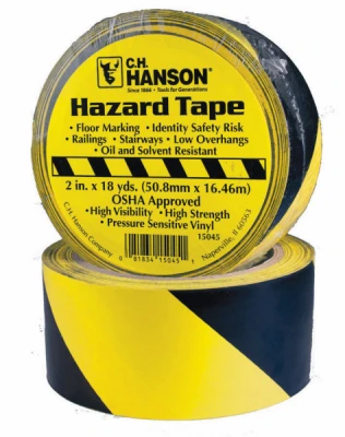 Floor Tape, Adhesive Back, Yellow/Black, 2 In. x 54 Ft.