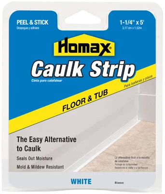 Tub & Floor Caulk Strip, White, 5 Ft.