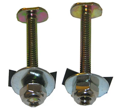 Brass-Plated Toilet Bolts With Nuts And Washers, 0.25 x 2.25 In.