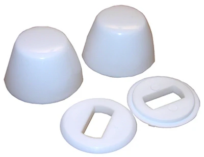 Round Toilet Bolt Caps, White, Plastic