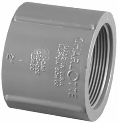 Schedule 80 PVC Coupling, Gray, FPT x FPT, 3/4 In.