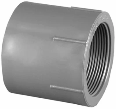 Schedule 80 PVC FPT Adapter, Gray, Slip x Thread, 2 In.