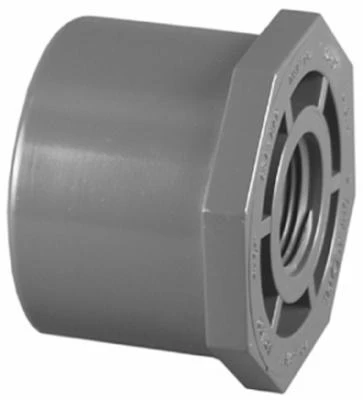 Schedule 80 PVC Spigot x FPT Reducer Bushing (Flush Style), 3/4 x 1/2 In.