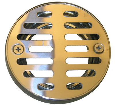 Shower Drain Grate, 3-1/4 In. With 2 Screws Chrome Plated