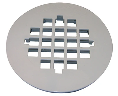 LARSEN Snap-In Style Shower Drain Grate, White, Plastic
