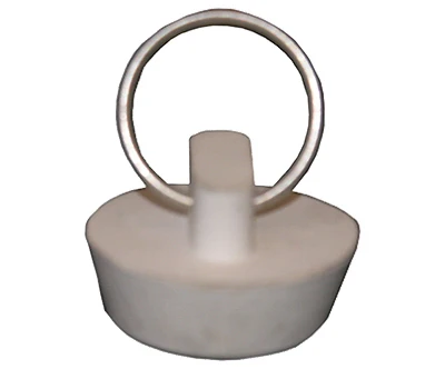 Sink Stopper, White Rubber, Fits 7/8- 1 In. Openings