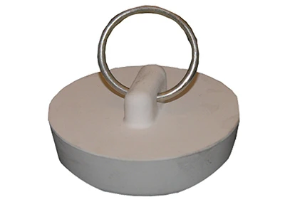 Sink Stopper, White Hollow Rubber, 1-1/4 to 1-3/8 In. Drain
